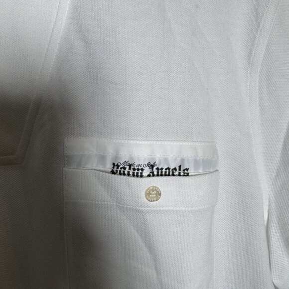 Palm Angels Sartorial Tape Cotton Polo Shirt white mens size Medium New with tag - Picture 11 of 15